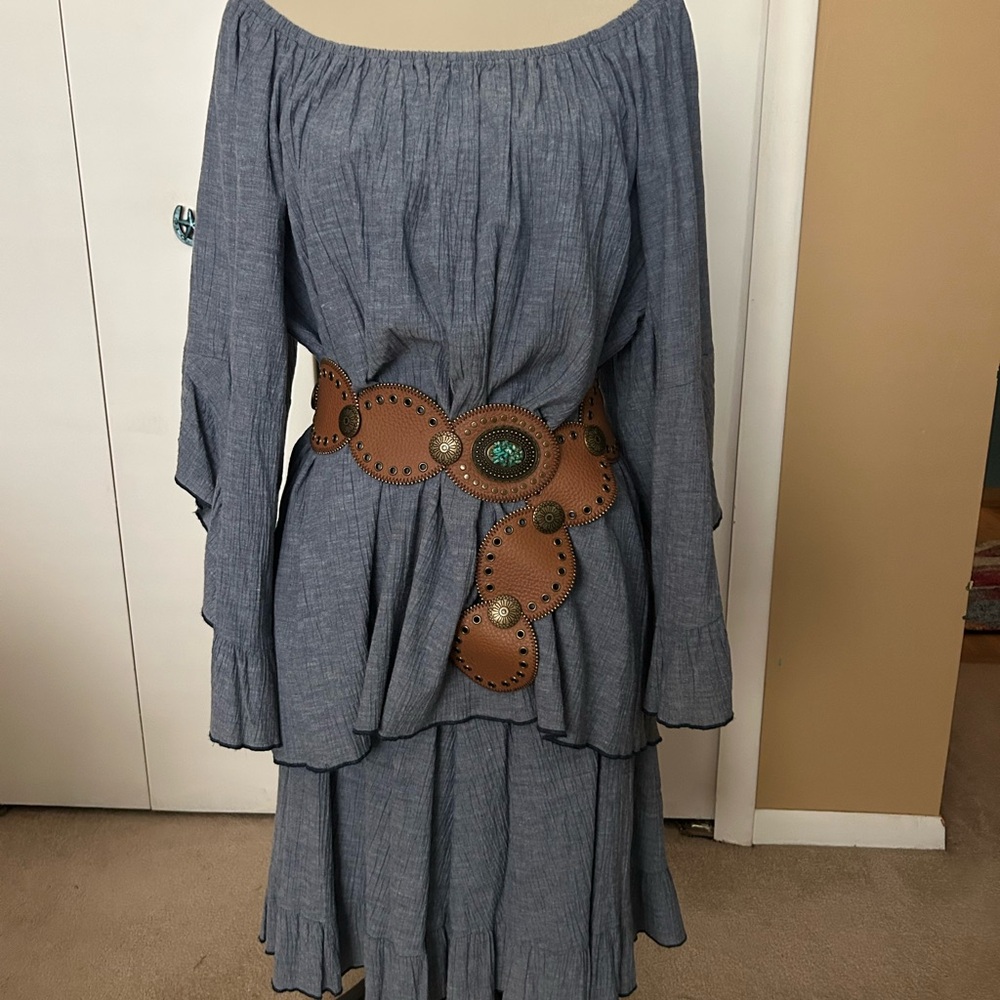Rhonda Stark Blue Off-Shoulder Dress
